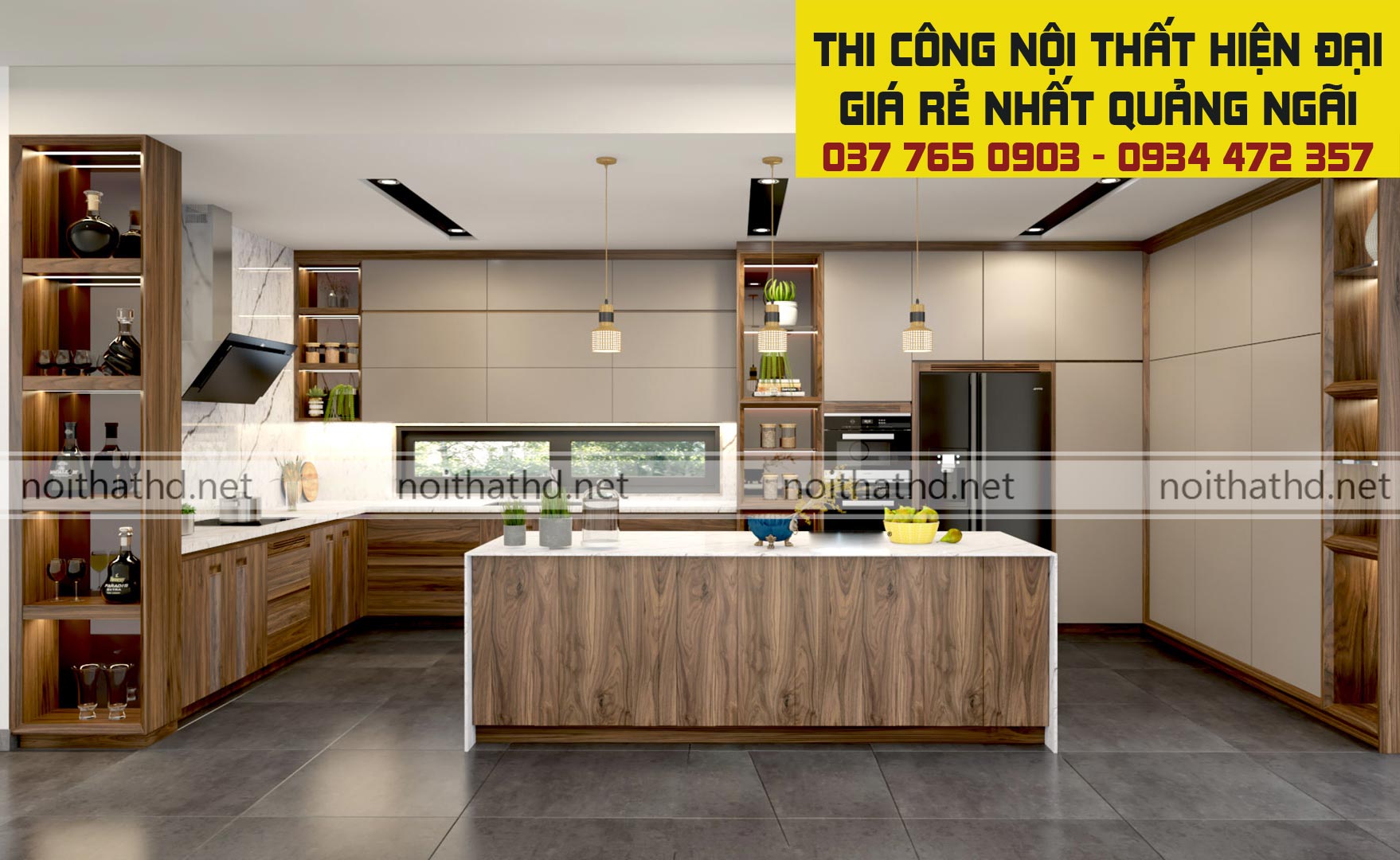 Một thiết kế nội thất phòng bếp hiện đại đẹp giá rẻ tại Quảng Ngãi