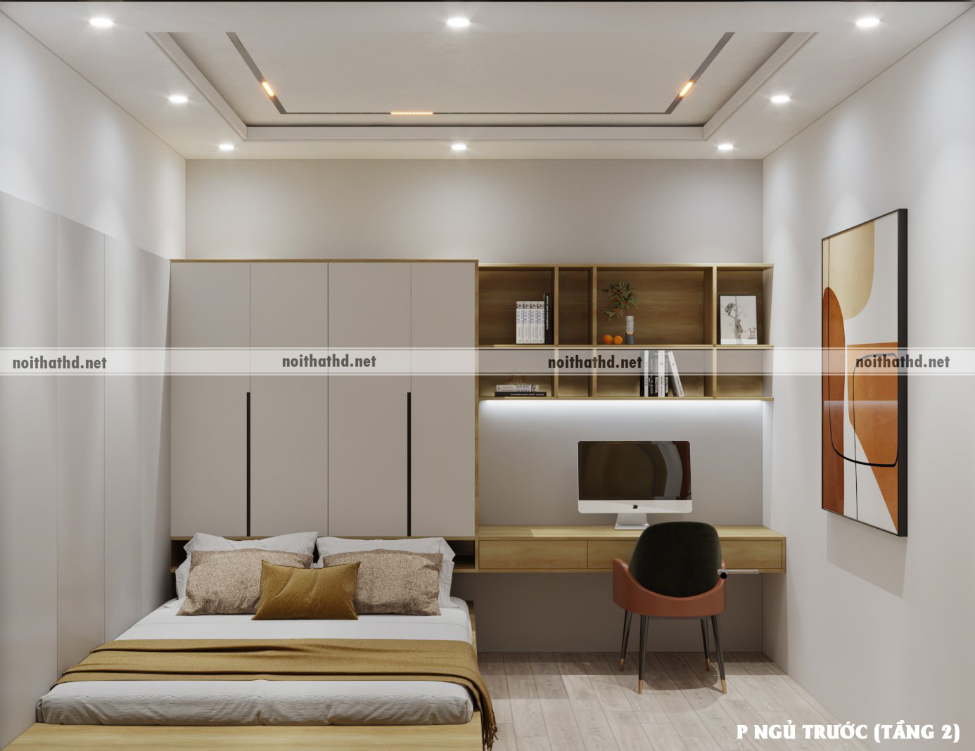 Thiết kế thi công nội thất phòng ngủ đẹp đa năng lầu 2 nhà ở tại Tịnh Phong - Quảng Ngãi