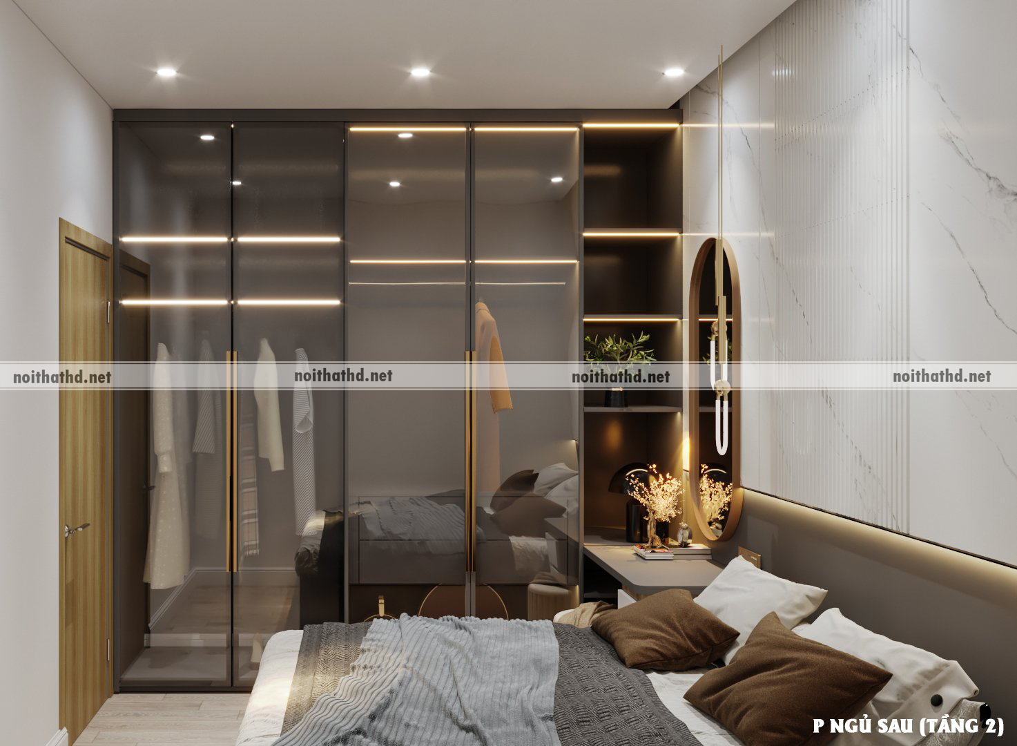Thiết kế thi công nội thất phòng ngủ master đẹp đa năng nhà ở tại Tịnh Phong - Quảng Ngãi
