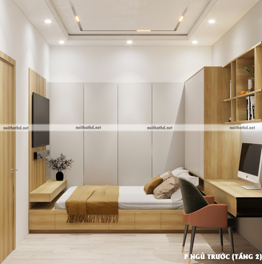 Thiết kế thi công nội thất phòng ngủ đẹp đa năng lầu 2 nhà ở tại Tịnh Phong - Quảng Ngãi