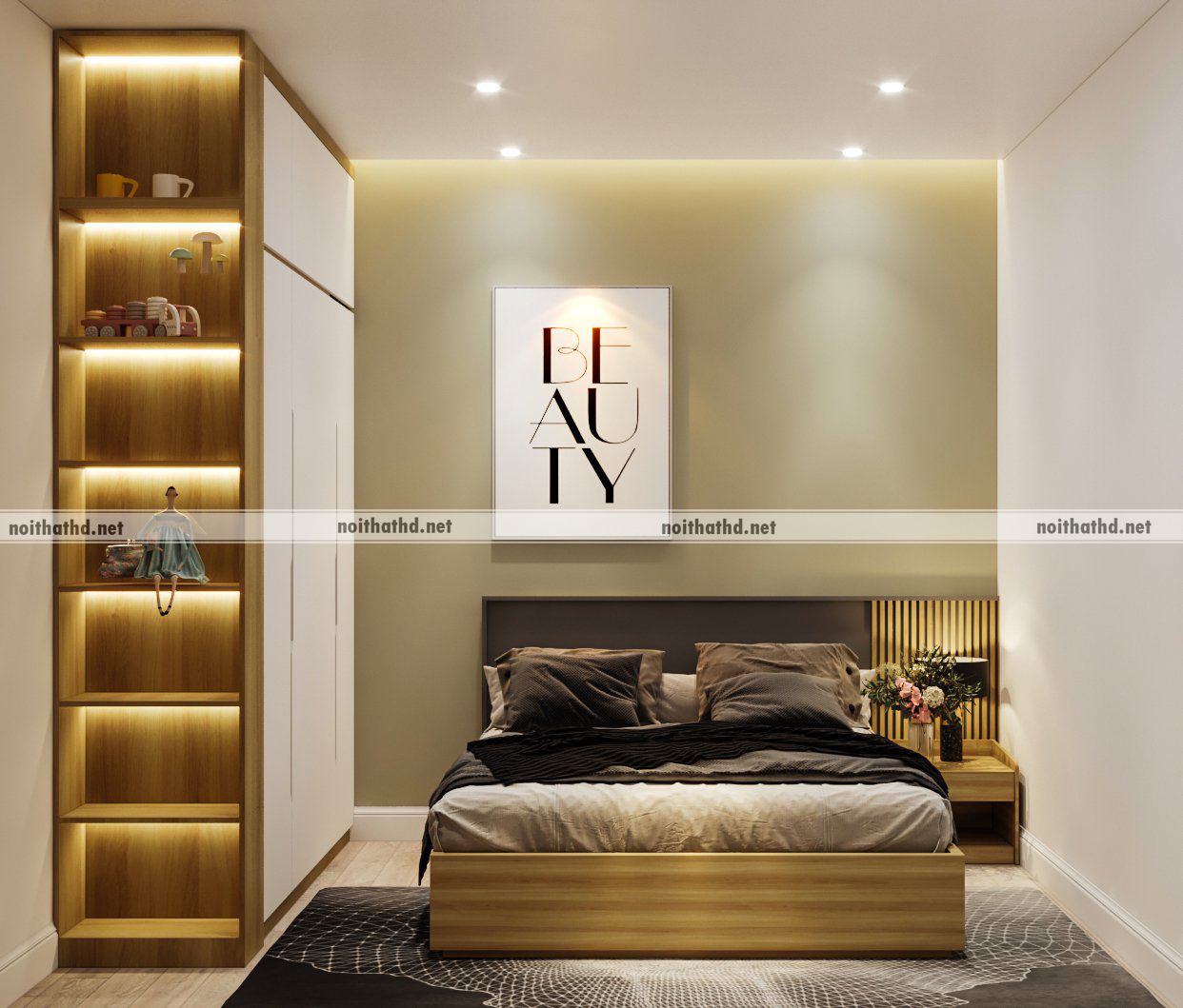 Thiết kế thi công nội thất phòng ngủ lầu 1 nhà ở tại Tịnh Phong - Quảng Ngãi