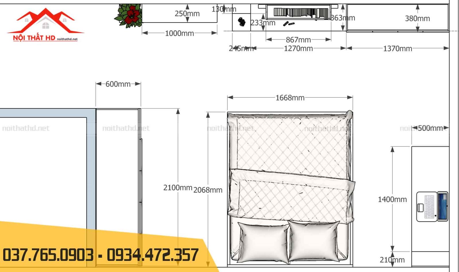 Thiết kế thi công nội thất phòng ngủ bé gái nhà khách tại TP Quảng Ngãi 2021