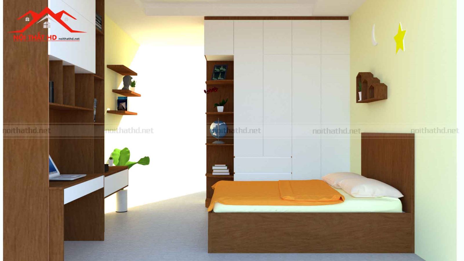 Thiết kế thi công nội thất phòng ngủ bé trai nhà khách tại TP Quảng Ngãi 2021