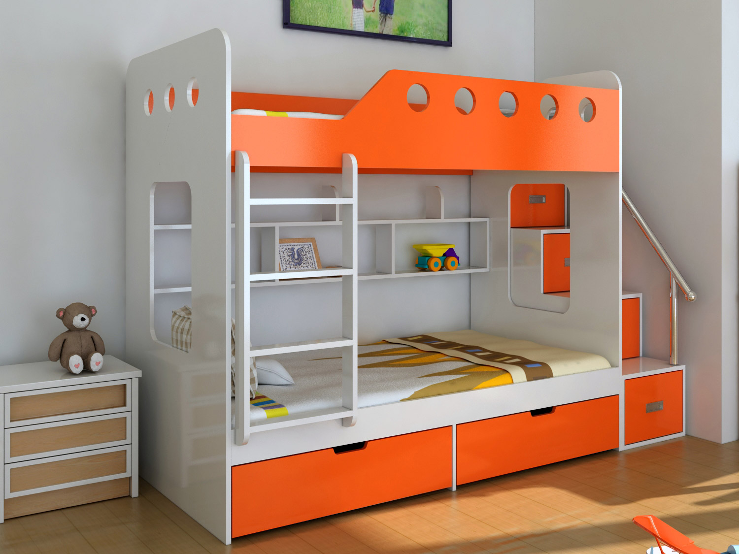 Mẫu giường tầng trẻ em đẹp hiện đại đa năng GT05