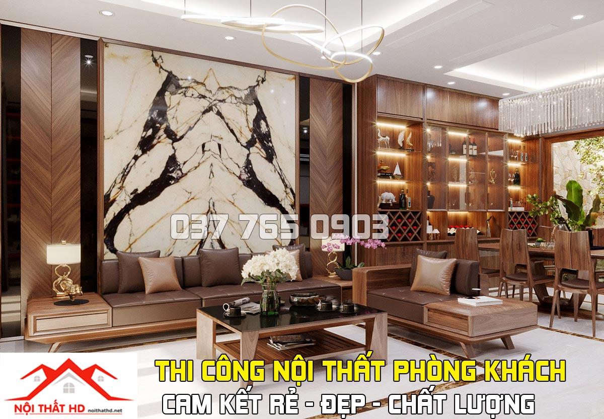 Đơn vị thi công nội thất phòng khách giá rẻ, đẹp, chất lượng nhất tại Quảng Ngãi