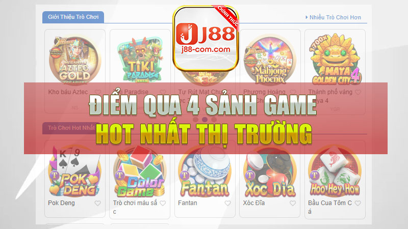 Điểm qua 4 sảnh game nổ hũ J88 hot nhất thị trường